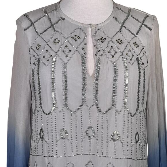 Belle Badgley Mischka Women’s Viscose Ombré Beaded Cocktail Party Dress size 10 - Picture 2 of 15